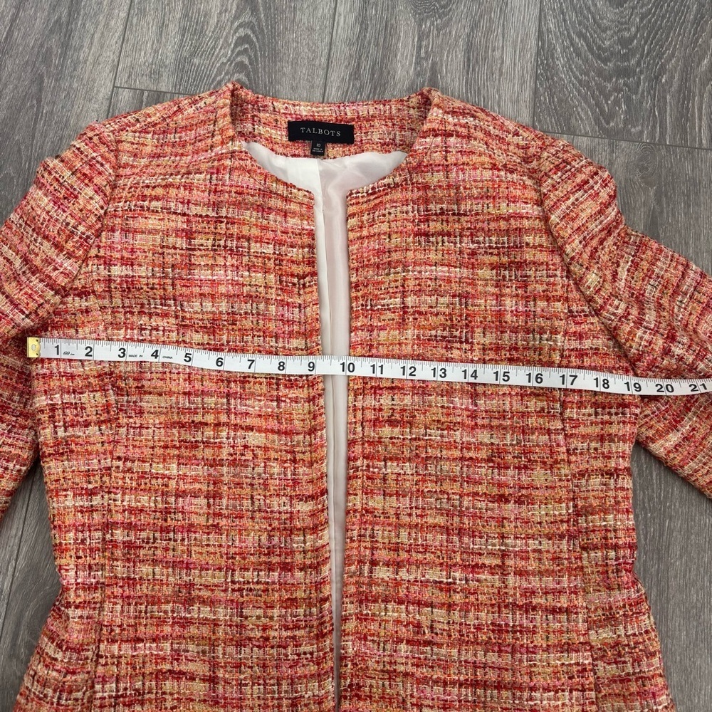 Talbots Women’s Tweed Blazer Jacket Orange Yellow Textured Career Work Size 10 - Picture 6 of 10